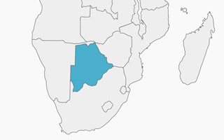 Botswana on the African map